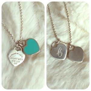 Authentic Tiffany & Co. Double heart tag necklace